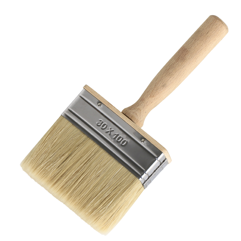 100MM White Block Paint Brush With Wooden Handle